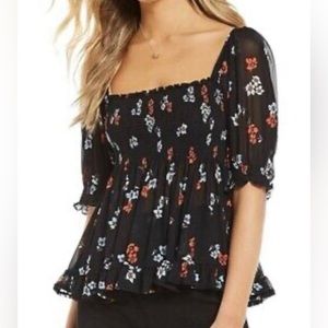 Free people Delta Dawn black top size xs